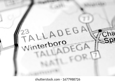 Talladega. Alabama. USA On A Map