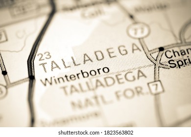 Talladega. Alabama. USA On A Map