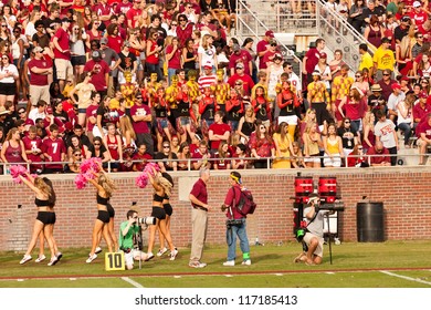 TALLAHASSEE, FL - OCT. 27:  FSU Students Cheering For The Seminole Football Team During Homecoming Weekend, A FSU Vs. Duke University Game At Doak Campbell Stadium On Oct. 27, 2012.