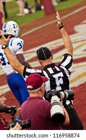 TALLAHASSEE, FL - OCT.  27:  Referee Signals Touchdown At A Florida State Vs Duke Football Game At Doak Campbell Stadium In Tallahassee, Florida On Oct. 27, 2012.