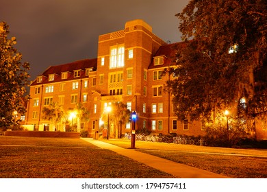 Tallahassee, FL /USA 11 12 2017: Florida State University Campus Building At Night 