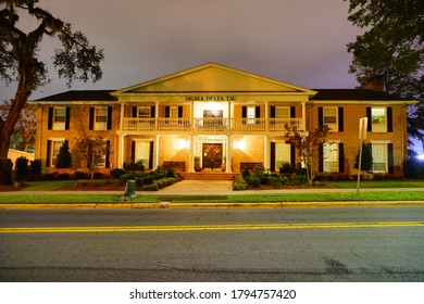 Tallahassee, FL /USA 11 12 2017: Florida State University Campus Building At Night 