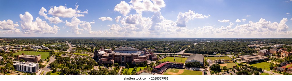 Tallahassee, FL, USA - August 15, 2021: Aerial Panorama Bobby Bowden Field At Doak Campbell Stadium