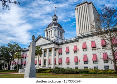 Tallahassee, FL, USA - Feb 15, 2019: The huge outside preserve grounds of the Old Capital of Florida