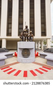 Tallahassee, FL, USA - February 18, 2022: Florida State Capitol Building Firefighter Memorial