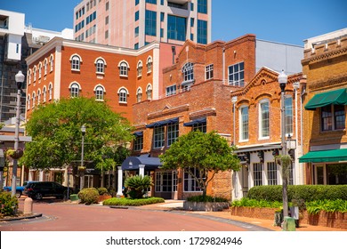 TALLAHASSEE, FL, USA - MAY 5, 2020: Red brick architecture Downtown Tallahassee FL