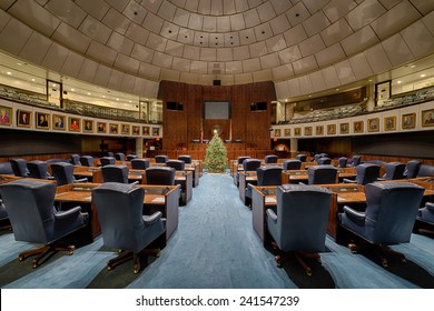 TALLAHASSEE, FLORIDA - DECEMBER 5: Senate Chamber Decorated For The Holidays At The Florida State Capitol Building On December 5, 2014 In Tallahassee, Florida