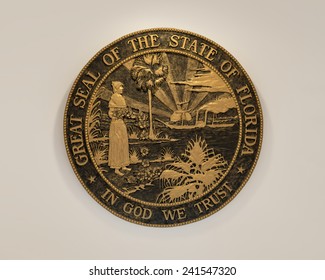 TALLAHASSEE, FLORIDA - DECEMBER 5: Florida State Seal on display in the Old Florida State Capitol building on December 5, 2014 in Tallahassee, Florida