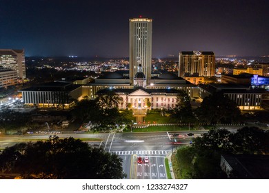 Tallahassee Florida State Capitol Building Aerial Night Photo