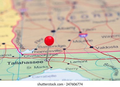 Tallahassee pinned on a map of USA 