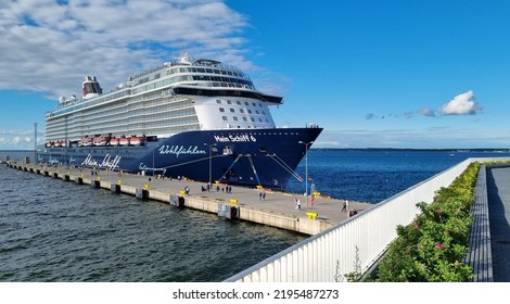 Tallinn, Estonia, 07-28-2022: Sea Passenger Port, Cruise Ship At The Pier