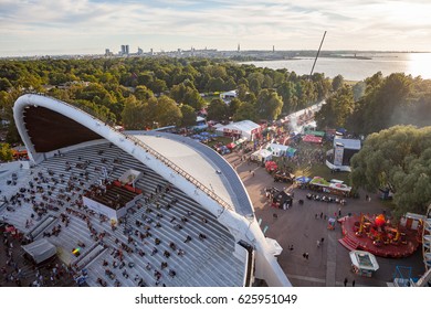 TALLINN, ESTONIA - 09 JUL 2016: Tallinn Song Festival Grounds Crowd By People