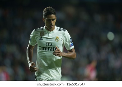 TALLINN, ESTONIA - AUGUST 15, 2018: Real Madrid Defender Raphael Varane During The UEFA Super Cup 2018 Match Real Madrid - Atletico Madrid