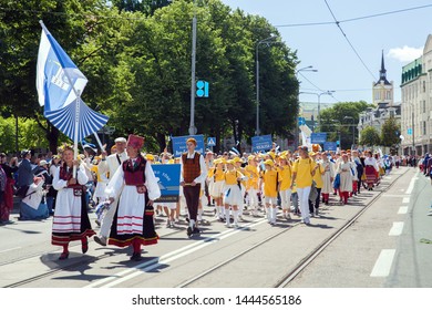 Tallinn, Estonia - JUL 06, 2019: Festive Parade On Estonian Song Festival