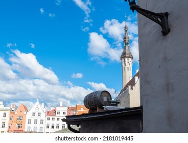 TALLINN, ESTONIA - JULY 14, 2022: Town Hall Tower With 