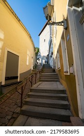 Tallinn, Estonia. July 2022.  The Road Uphill Towards Toompea Hill In The City Center