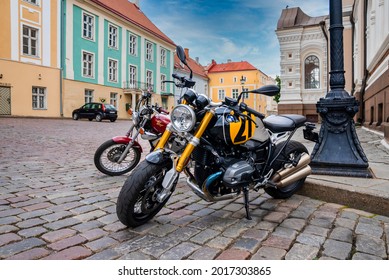 Tallinn, Estonia. June 30, 2021. BMW Sport Moto Bike Close Up Photo