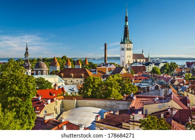 Tallinn, Estonia Old City View From Toompea Hill.