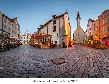 Tallinn Town Hall And Olde Hansa Restaurant In The Morning, Tallinn, Estonia