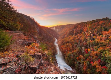 Tallulah Falls, Georgia, USA overlooking Tallulah Gorge in the autumn season. - Shutterstock ID 1975619729