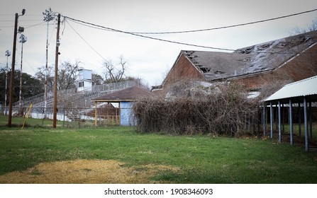 Tallulah, Louisiana United States - January 2 2021: An Abandoned High School Stadium, Now Falling Apart