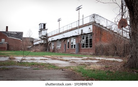 Tallulah, Louisiana United States - January 2 2021: Behind An Abandoned High School Stadium