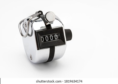 Tally click counter with zero number on white background