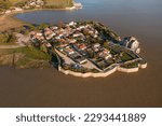 
Talmont sur Gironde seen from the sky. Gironde estuary in Charente Maritime