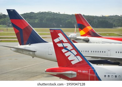 TAM And Avianca Aircraft At Sao Paulo Airport. Brazil. January 25, 2012