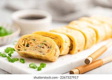 Tamagoyaki, Japanese rolled omelette, selective focus - Shutterstock ID 2267327917
