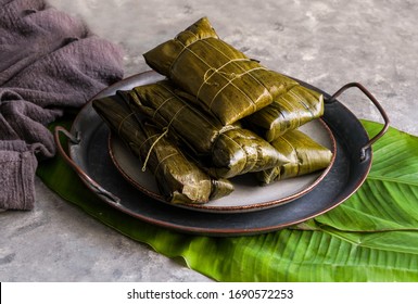 Tamale mexican, cocina mexicana, los tamales de la costa, en banana leaf