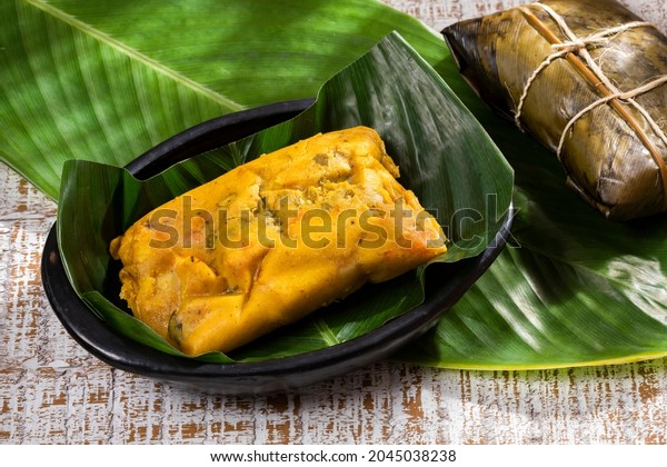 Tamale\
Typical Colombian Food Wrapped In Banana\
Leaves