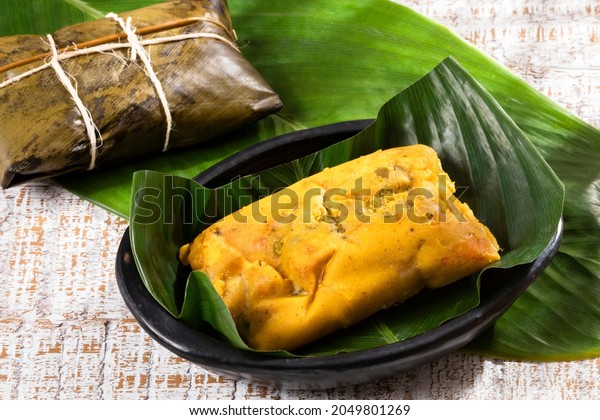 Tamale\
Typical Colombian Food Wrapped In Banana\
Leaves