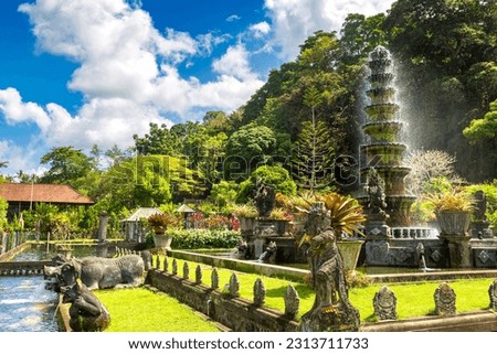 Taman Tirtagangga temple on Bali, Indonesia in a sunny day