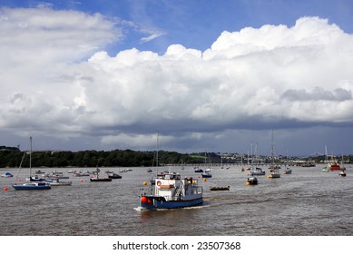 Tamar River With Boats, Plymouth, UK