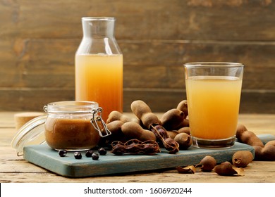 Tamarind Fruit Drink  On Rustic Background