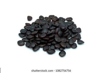 Tamarind Seed, Raw, Brown-black On A White Background