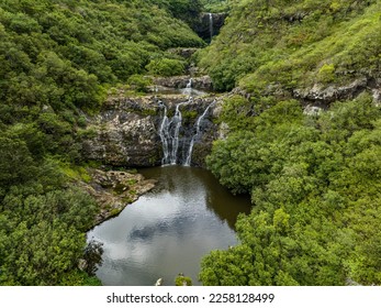 Tamarind waterfalls in Mauritius island - Shutterstock ID 2258128499
