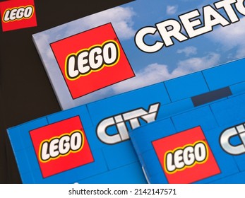 Tambov, Russian Federation - February 11, 2022 Some Lego Building Instructions From Different Sets. 