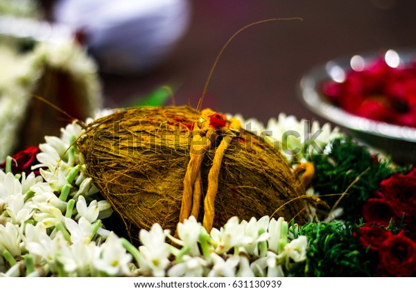 Tamil Wedding Coconut Mangala Sutra Garland Stock Photo (Edit Now ...