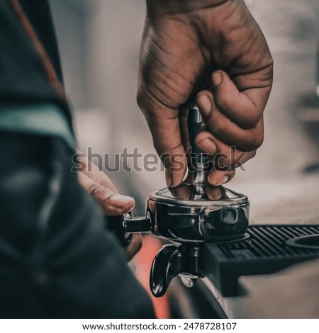 tamling process before a beautiful cup of espresso occurs