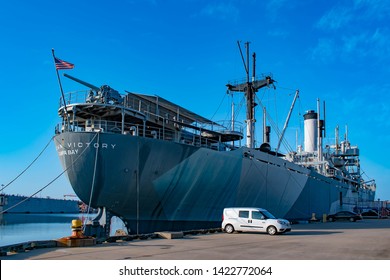 Tampa Bay, Florida. April 28, 2019. American Victory Ship And Museum At Tampa Bay Port.