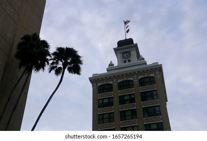 Tampa, FL - February 1 2020: View Of The Old City Hall Clock Tower