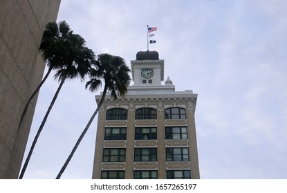 Tampa, FL - February 1 2020: View Of The Old City Hall Clock Tower