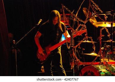 TAMPA, FL - FEBRUARY 12: Eddie Jackson Of Queensryche Performing Live At The Tampa Theater On February 12, 2008 In Tampa, Florida.