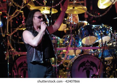 TAMPA, FL - FEBRUARY 12: Geoff Tate Of Queensryche Performing Live At The Tampa Theater On February 12, 2008 In Tampa, Florida.