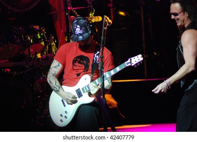 TAMPA, FL - FEBRUARY 12: Mike Stone And Geoff Tate Of Queensryche Performing Live At The Tampa Theater On February 12, 2008 In Tampa, Florida.