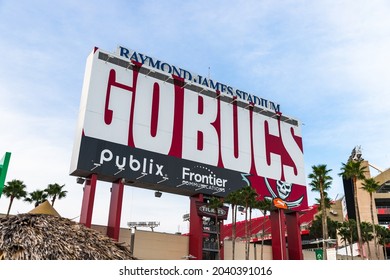 Tampa, FL - September 10, 2021: Raymond James Stadium In Tampa, Florida, Home Of The NFL Tampa Bay Buccaneers Football Team.