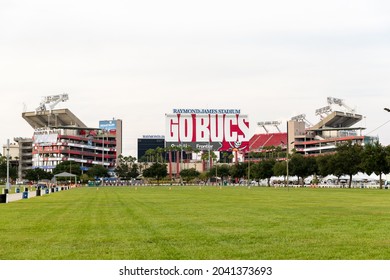 Tampa, FL - September 10, 2021: Raymond James Stadium In Tampa, Florida, Home Of The NFL Tampa Bay Buccaneers Football Team.