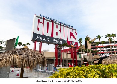 Tampa, FL - September 10, 2021: Raymond James Stadium In Tampa, Florida, Home Of The NFL Tampa Bay Buccaneers Football Team.